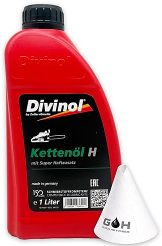 Divinol Kettenöl H | 1 L | Sägekettenöl | VG 100 | Haftöl für Motorsäge | (84150) | Kettenöl mit Haftzusatz – Verschleißschutz für Kette & Schwert – mineralisch