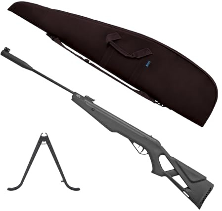 Ekol Carabina Thunder de Aire Comprimido Potencia 3,5 Julios Calibre 5,5 Incluye Bípode y Funda de Poliéster de 125 cm de Color Negro