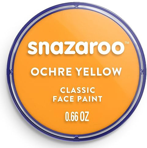 Snazaroo 1118244 Schminkfarbe - Gelber Ocker, 18ml Topf - hautfreundliche Gesichtschminke auf Wasserbasis, wasservermalbar, parabenfrei, Face & Bodypaint Farbe für Kinder & Erwachsene