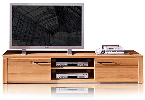 moebel-eins Nestor Plus TV-Unterteil 2 Schubkästen+2 Fächer, Material Teilmassiv, Kernbuche lackiert