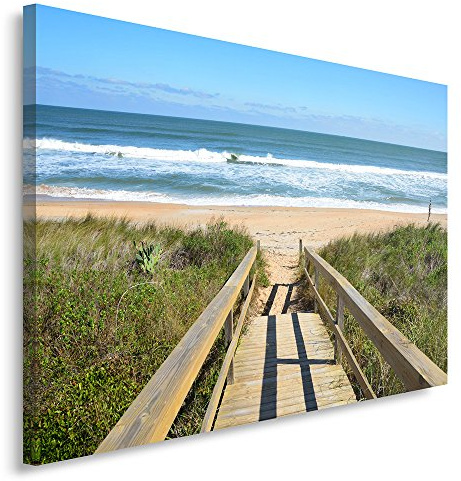 Feeby. Wandbild - 1 Teilig - 40x60 cm, Leinwand Bild Leinwandbilder Bilder Wandbilder Kunstdruck, OSTSEE, NORDSEE, MEER, STRAND, NATUR, GRÜN, BLAU