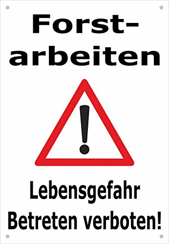 Absperr-Plane Absperr-Banner - Forst-Arbeiten Lebensgefahr Betreten verboten - 450x650mm mit Ösen - P00001-001-A - stabile PVC Werbe-Plane Werbe-Banner +++ in 4 Varianten erhältlich