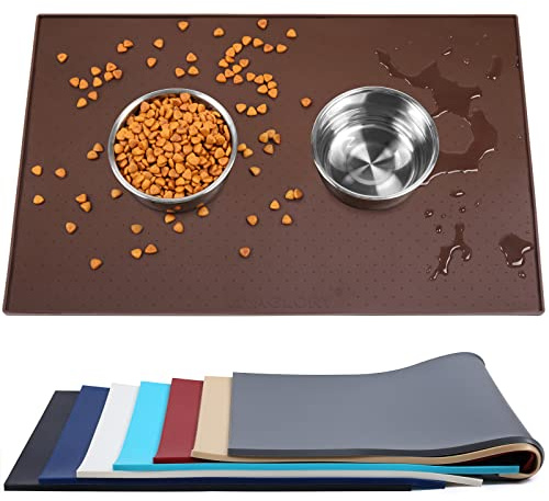 VIVAGLORY Napfunterlage Hund Grippymat Futtermatte Katzen, Napfunterlage Katzen Futtermatte Hund, Silikon & Silikonmatte, S, Schokolade