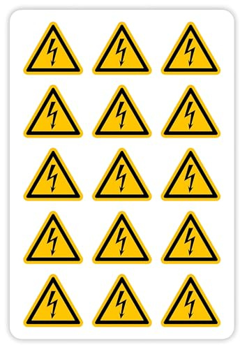 15x Aufkleber Warnhinweis „Warnung vor elektrischer Spannung“ Folie selbstklebend nach ISO 7010 W012 | SL 2 cm Made in Germany