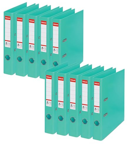 Esselte No.1 - Raccoglitore in plastica, formato A4, 50 mm, 10 pezzi, colore: Verde chiaro