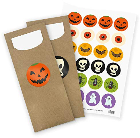 itenga 24x Bestecktaschen Pochetten aus Papier inkl. Serviette I Halloween Mix I 8,2 cm x 20,0 cm I ideal für einen schaurig und gruselig gedeckten Tisch