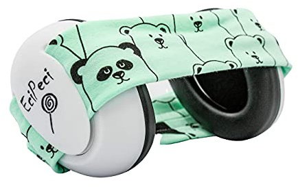 EciPeci Hörselskydd för Barn, Enkel Komfort, Kapselhörselskydd för Småbarn med Särskilt Mjuk och Lätt Design, Idealisk för det Känsliga Babyhuvudet, Panda Mint