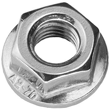 Sechskantmuttern mit Flansch M10 aus Edelstahl A2 (10 Stück) | DIN 6923 - Flanschmuttern - Sperrzahnmuttern - Edelstahlmuttern von MESAROS®