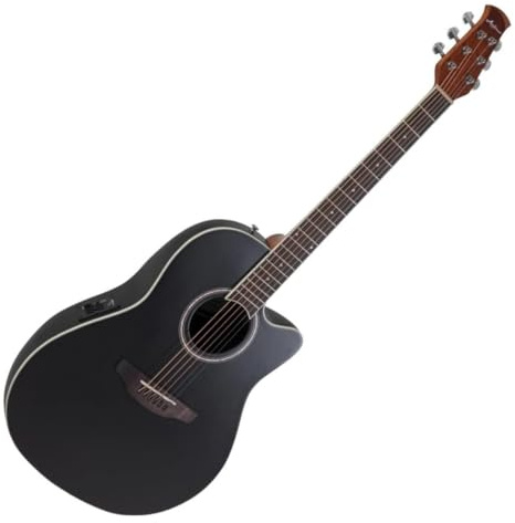 Applause Electro-Acoustic Guitar Traditional AB24 Mid Cutaway - Roundback Lyrachord Body Mid-Depth - AP3TP Preamp - Spruce Top - Black Satin - AB24-5S