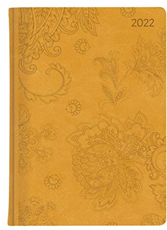 Ladytimer Grande Deluxe Honey 2022 - Taschen-Kalender A5 (15x21 cm) - Tucson Einband - Motivprägung Blüten - Weekly - 128 Seiten - Alpha Edition