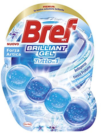 Bref WC Forza Artica, Nuovo Brilliant Gel, Detergente WC in gel, Pulizia e Freschezza per il tuo WC, Formato singolo