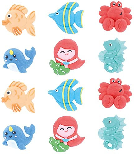 Cullpitt 44403 Under the Sea Edible Characters Cake Cupcake Decorations Pack of 12