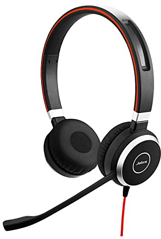 Jabra Evolve 40 Stereo Headset - Unified Communications Headphones for VoIP Softphone with Passive Noise Cancellation - USB-Cable with Controller - Black (Renewed)