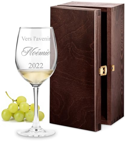Maverton Copa de Vino con Grabado Láser 350 ml - Regalos Originales para Mujer Amante del Vino Hermana Amiga Regalos Cumpleaños Mujer - Estilosa Copa de Vidrio Transparente - Conocedora
