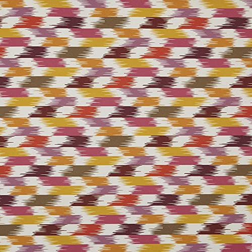 Kt KILOtela - Canvas Stoff, Digitaldruck, Half Panama Bio-Baumwolle, Oeko-Tex Standard 100 – Länge 100 cm x Breite 280 cm, Geometrisches Monet – Orange, Rosa, Fuchsia, 1 Meter