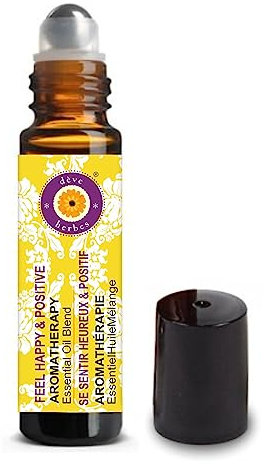 Deve Herbes Feel Happy & Positive - Aromatherapy Essential Oil Blend of Grapefruit, Lemongrass, Fennel Seed, Frankincense, Geranium & Mandarin Essential Oils 10ml (0.33oz)