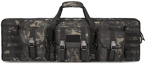wzfdm Doppelter Soft-Gewehrkoffer, StrapazierfäHige Lange Gewehrtasche Und Multifunktions-Waffentasche, Gewehrrucksack, Pistolen-Weichwaffen-Transportkoffer, 36 Zoll,BlackCP