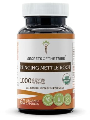 Secrets of the Tribe Stinging Nettle Root 60 Capsules, Made with Vegetable Capsules and USDA Organic Stinging Nettle Urtica Dioica Respiratory and Urinary System Health (60 Capsules)