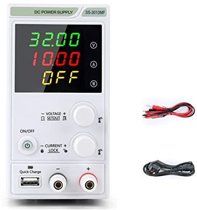 YZACK Laboratory DC Power Supply Unit Adjustable 4 Digit Mini Lab Bench Power Supply Source Memory Function Voltage Regulator (Color : SS-3010MF, Size : 1)
