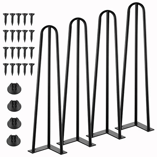 Knpwer 4 Pcs Pieds de Table en Épingle à Cheveux 72cm - Acier Solide à 3 Tiges - Plusieurs Tailles Disponibles
