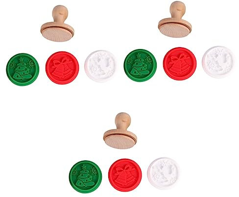 Gadpiparty 3sets Timbri Per Biscotti Di Natale in Silicone Con Manico in Legno Manico Tema Renna Accessori Per Cucina Riutilizzabili Facili Da Usare