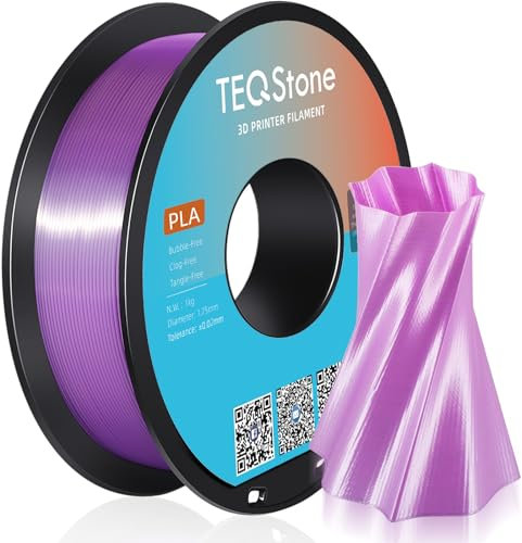 TEQStone Silk PLA Filament 1,75mm Lila 1KG, Hochglänzende Oberfläche, Sauber Gewickelt, Maßhaltigkeit +/-0,02mm Vakuumverpackung