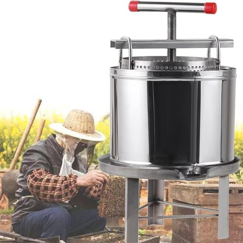 DPLWJPP Edelstahl Haushalt Manuelle Honigpresse Wachspresser Presswerkzeug,Effizientes Manuelles Imkereiwerkzeug Zum Extrahieren Und Filtern Von Honig,Wachs Und Propolis