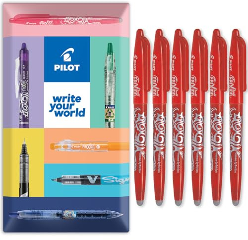 PILOT Frixion Heat/Friction radierbarer Tintenroller FR7, mittlere Strichstärke, 0,7 mm Spitze, in Umschlag, Geschenkverpackung, 6 Stück, Rot