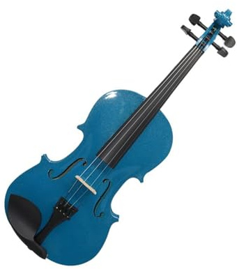 Geigen Blaue akustische Violine für Anfänger mit Etui Bogen Schulterstütze Dämpfer Saiten 4/4 1/2 1/4 1/8(3/4)