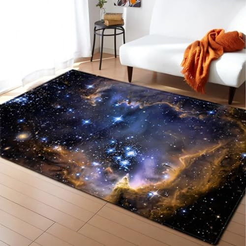 Teppich Kinderteppich Wohnzimmerteppich Schlafzimmerteppich 3D-Gedruckter Superweicher Flanellteppich Universum, Weltraum, Galaxie, Planet - Polyester-Soft-Touch,Leicht Zu Reinigen 160 X 230 C -5K5I2X