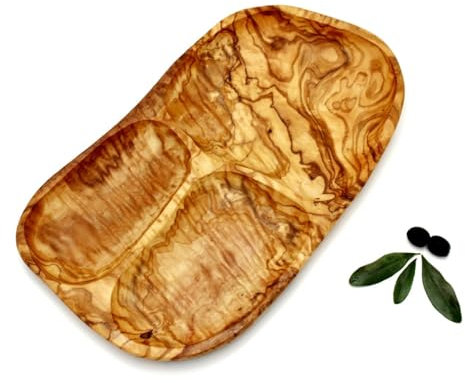 DAGDEG Assiettes à collation en bois d'olivier, bols à collation et bols à sauce, assiettes de service en bois, assiettes à noix, plateau à collation, fait à la main