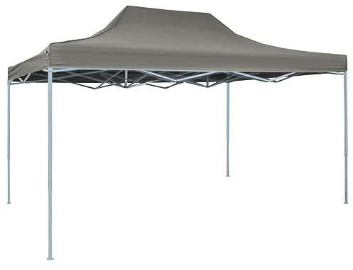 Homgoday Tente de Réception Pliable 3x4 m Acier Anthracite, Tonnelle de Jardin Belvédère, Gazebo Pavillon de Extérieur, Chapiteau pour Camping, Fête, Barbecue
