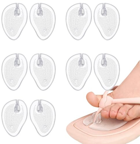 MAEXUS 5 Paar Silikon Flip-Flops Vorfußpolster Schutz Zehenschutz Flip Flop Rutschfeste Innensohle für Zehensandalen Flip Flop Gel Einsätze Wachen Einlegesohlen für Damen Herren(Transparent)