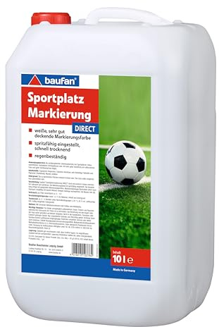 Baufan Sportplatz-Markierung GEBRAUCHSFERTIG 10 Liter | Lösemittelfrei | schnell trocknend | regenbeständig