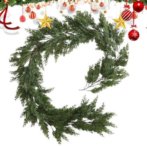 Genérico Guirnalda de Abeto - Guirnalda de Pino Artificial de Hoja Perenne - Guirnalda de Pino de Invierno de Hoja Perenne de 1,9 m/6,23 pies, Guirnalda de vegetación navideña para Decoraciones navide