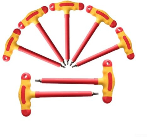 Besttoolifes Juego de aislamiento con mango en T de 1000 V, juego aislado con puntas de bola de acero y asas ergonómicas, para T10, para T15, para T20, T25, para T30, T35, T40, juego hexagonal de