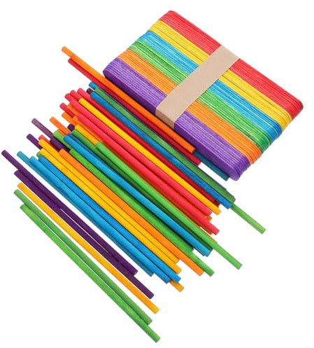TOPPERFUN 100 Stk Holzstock Zubehör für Eisstangen Basteln Sie Kuchenstiele Stock für am Stiel Holzstäbe Basteln Holzstäbe für DIY liefert Eisstiele selber machen hölzern Colorful
