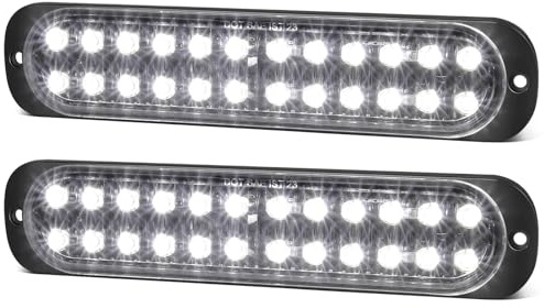 XtraGlow Aluminum Housing White 24LEDs Trailer Backup Reverse Light Surface Mount 7.5 inch Bar Strip Truck Bed Lights of Pickup Tractor Camper IP67 Waterproof 2Pcs