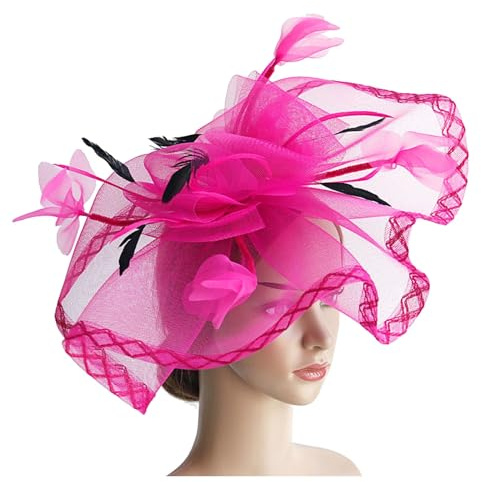 Damen Fascinatoren Hüte Federn Schleier Netzhut Party Kirche Hochzeit Kopfschmuck Haarschmuck Party Zubehör Braut Tee Hut Fascinators Hut Kopfbedeckung Stirnband Mesh Hut Tea Party (One Size)