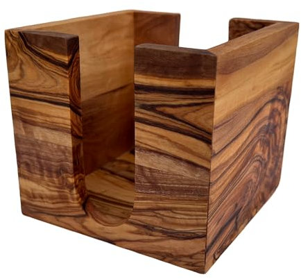 Zettelbox My Office Notitzpapier Halter für Zettelgröße 9 x 9 cm geeignet, Zettelkasten aus Olivenholz, Hochwertig, Geschenk