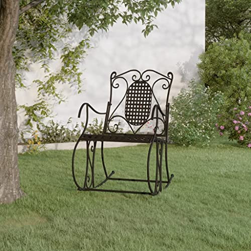 LVHUIDEH Gartenbank mit Rückenlehne und Armlehnen, Schaukelbank, Sitzbank, Gartenmöbel aus Stahl, wetterfeste Parkbank für Terrasse Garten Outdoor, 84 x 54 x 95 cm
