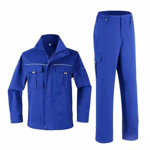GZKDKZB Schweißer-Arbeitsanzug aus Baumwolle für Herren, verdickte Schweißerjacke mit Stehkragen, Klappkragen auf der Brust und verlustsicherer Klapptasche