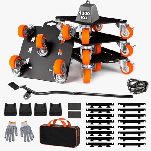 Guolich Ruedas para Mover Muebles Pesados, Ruedas para Muebles Pesados, 1300 kg de Capacidad, Gato para Mover Muebles, Gato para Levantar Muebles, Elevador de Muebles para Sofá Closet y Piano,Naranja