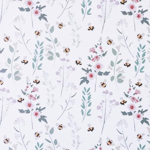 ConCus-T Carta da parati autoadesiva in vinile con foglie, fiori e api, 44,5 x 600 cm, carta da parati ruvida per cucina, bagno, camera da letto