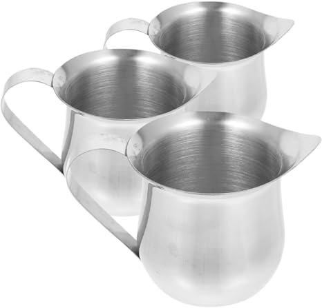 GLEAVI 3pezzi Tazze Da Caffè Espresso in Acciaio Resistente Per Latte e Schiumatore Utensile Per Macchina Da Caffè Espresso Brocca Per Latte Art Beccuccio