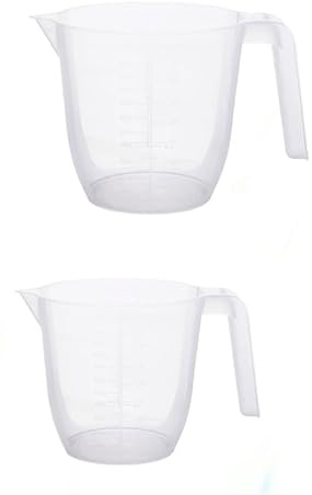 Other ® Set of 2 Plastic 1L Mixing Measuring Jugs, Sturdy and Hardwearing, Easily Storable and Stackable, Measuring Scale embosed Markings on The Side in ml and Ounces, BPA Free (1L Twin Pack)