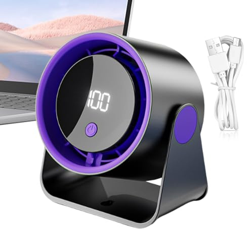 Ceprznvey - Ventilador de mesa (100 velocidades, portátil, recargable, USB, con pantalla LED para uso en exteriores, viajes, oficina, coche, camping, autocaravana, dormitorio