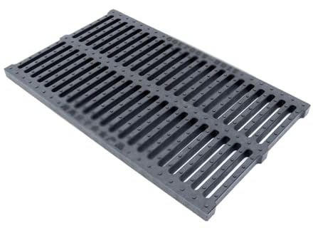 Grille d'égout d'extérieur – Grille de vidange en résine pour allées, patios et piscines, couverture de puits d'eau de pluie, 25 x 50 x 3 cm, protection de gouttière, solution de drainage