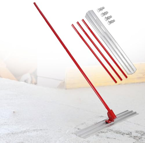 Glowdora Cazzuola per Cemento 80×20 Cm/100×20 Cm/120×20 Cm, Livellatrice per Cemento, Lama per Cazzuola in Lega di Magnesio Alluminio con Asta di Prolunga, Kit di Utensili per. 120×20cm