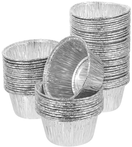 DECOMELODY 100pezzi Stampini in Alluminio Rotondo Monouso Per Crostatine Mini Pirottini Per Muffin Cupcake Stampi Per Forniture Da Forno Stampi Per Crostate